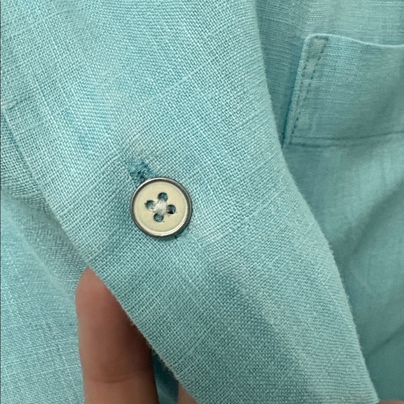 Peter Millar 100% Linen Blue Long Sleeve Shirt Size Large - Picture 3 of 6